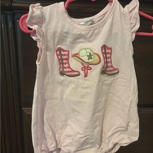 Pink Baby Romper with Cowboy Boots & Hat Applique